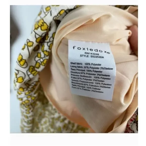 Anthro Foxiedox floral multi color smocked waist ruffle mini dress New sz Med